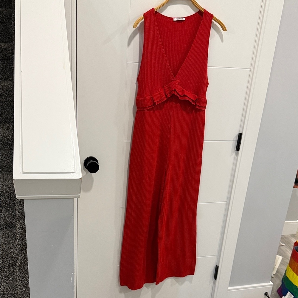 Zara Trafaluc Red Ribbed romper size medium